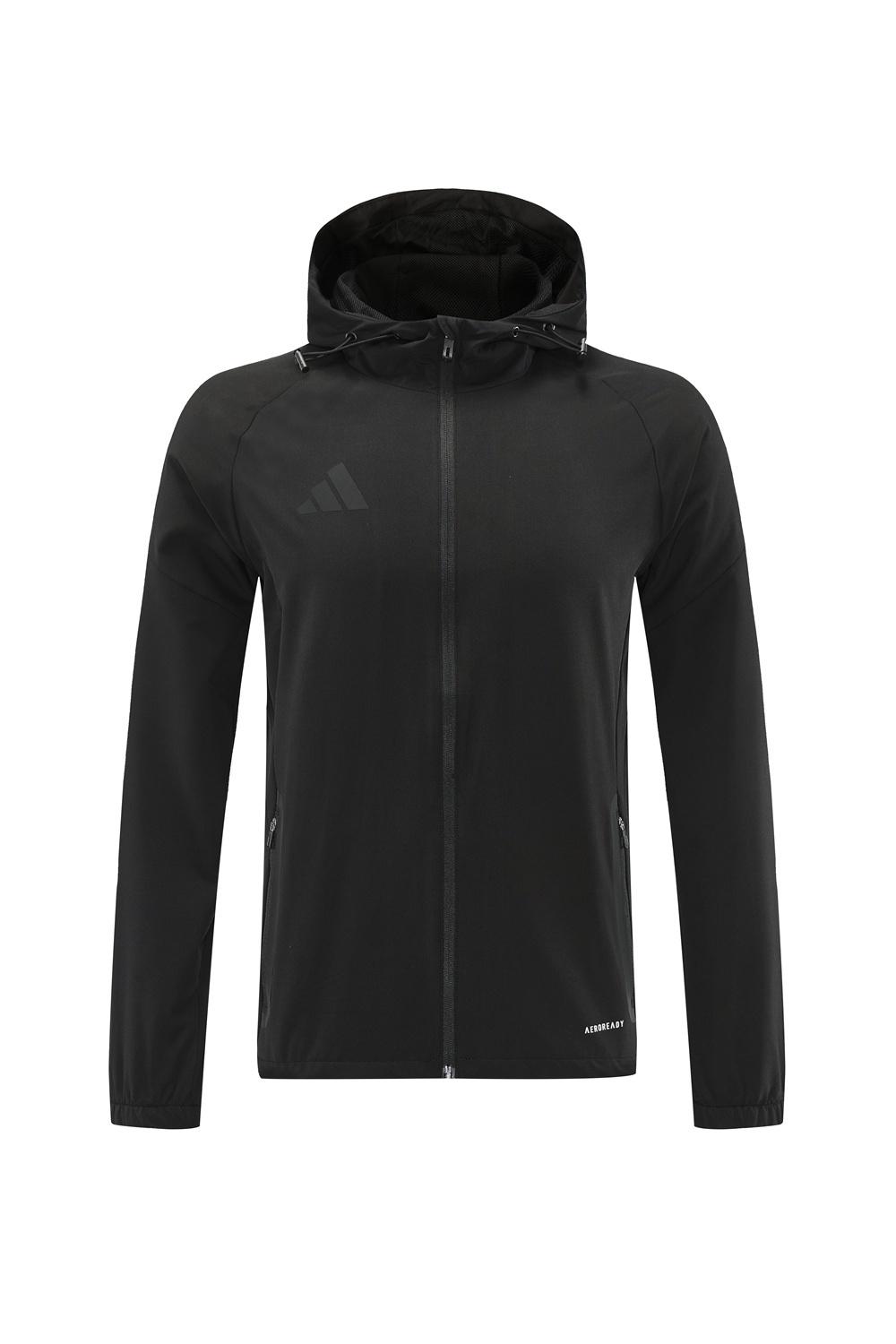 2025 أديداس 2025 سترة سوداء بنصف سحاب أسود + سروال طويل S-2XL