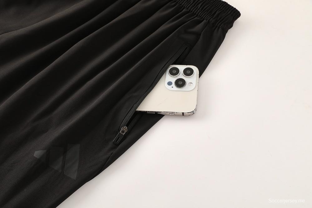 2025 أديداس 2025 سترة سوداء بنصف سحاب أسود + سروال طويل S-2XL