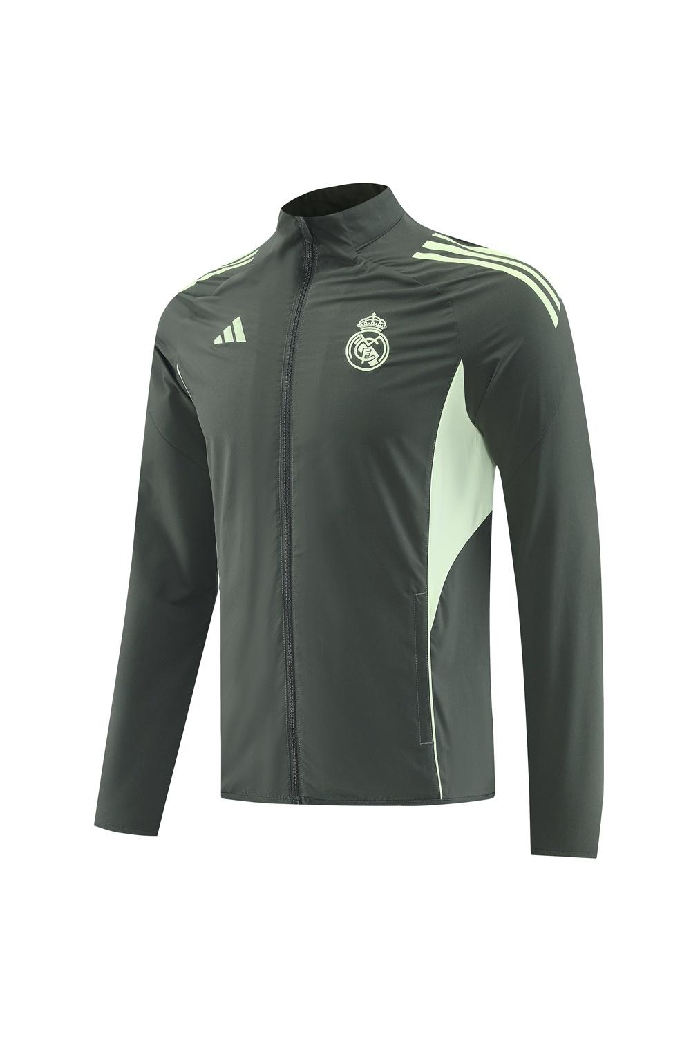 25/26 ريال مدريد جاكيت أخضر داكن نصف سحاب أخضر + بنطلون طويل S-3XL