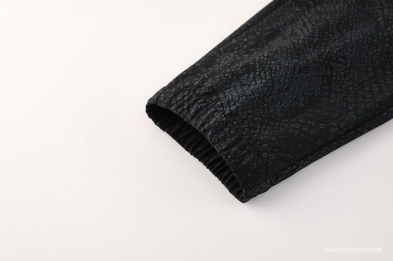 25/26 برشلونة أسود S-3XL أسود جاكيت نصف سحاب + بنطلون طويل + بنطلون طويل