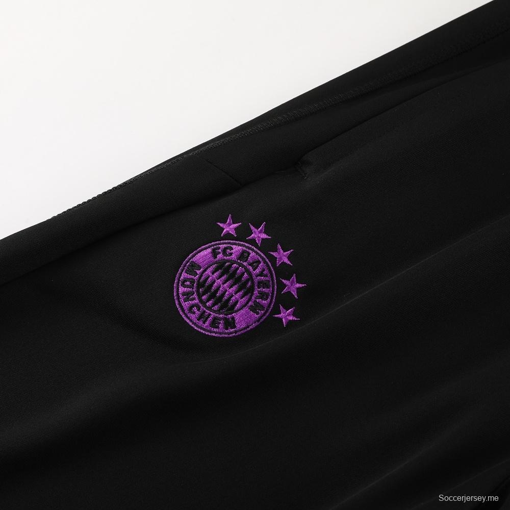 23/24 بايرن ميونخ أسود S-2XL أسود جاكيت نصف سحاب + بنطلون طويل + بنطلون طويل