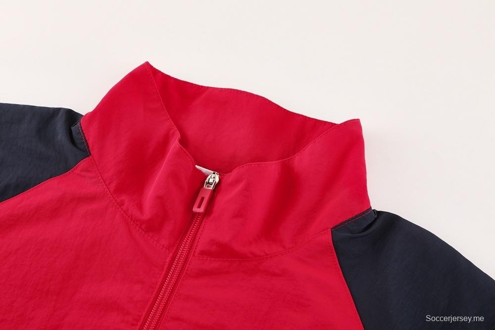 25/26 أرسنال جاكيت أحمر نصف سحاب أحمر + بنطلون طويل S-3XL