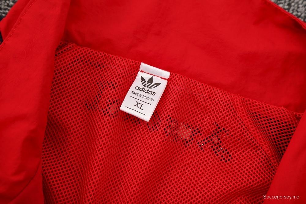 25/26 أرسنال جاكيت أحمر نصف سحاب أحمر + بنطلون طويل S-3XL