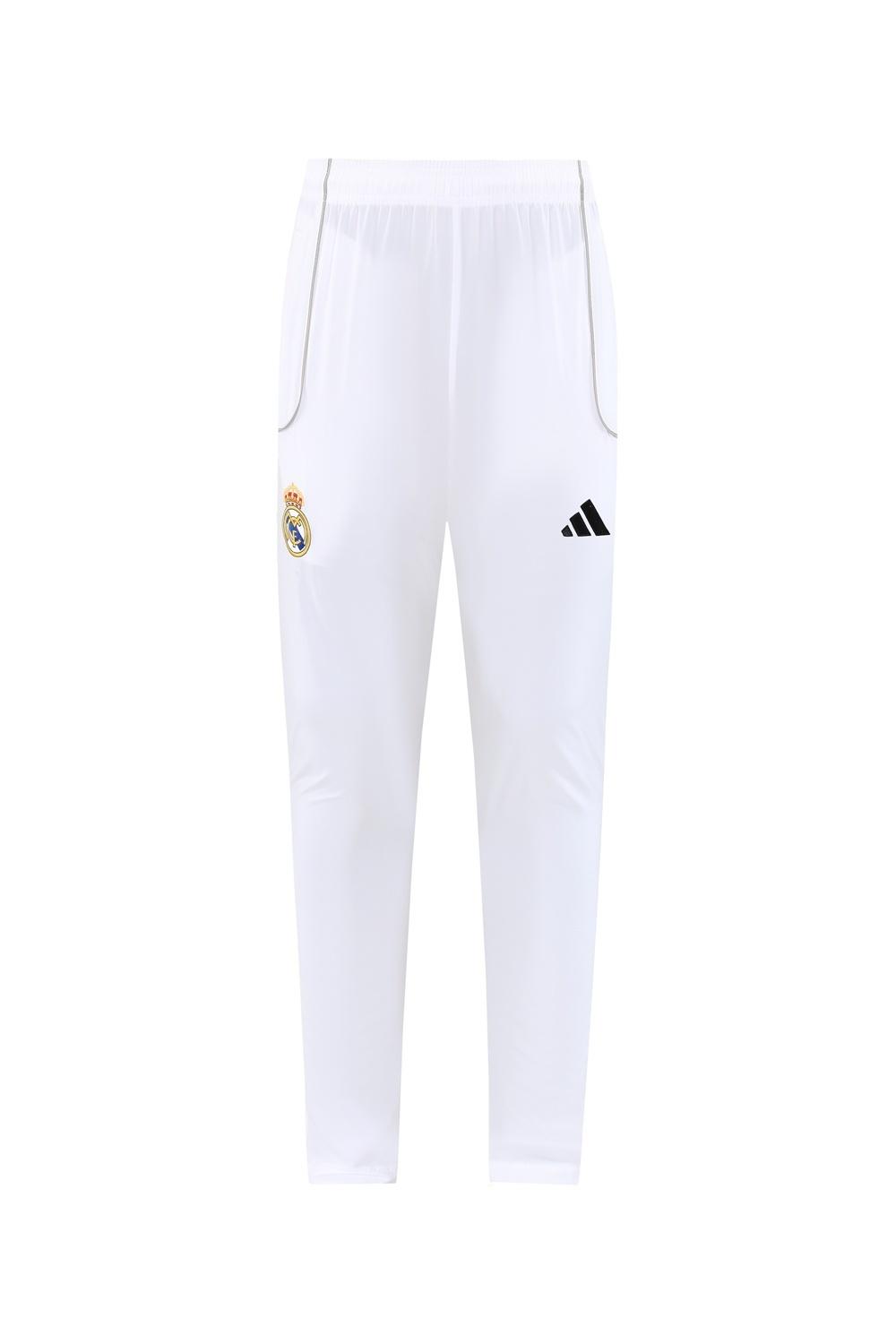 25/26 ريال مدريد جاكيت أبيض نصف سحاب + بنطلون طويل S-3XL