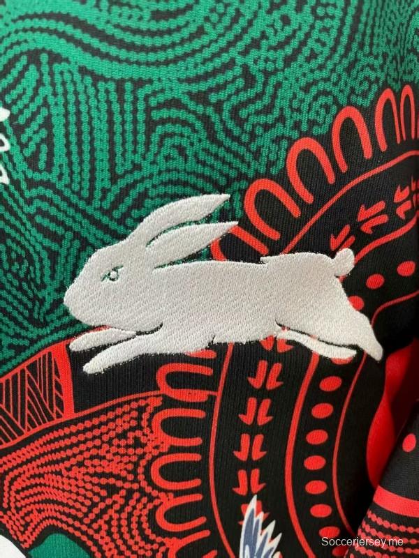 25/26 فريق ساوث سيدني رابيتوهز رابيتوهز أخضر وأحمر مع قميص فن السكان الأصليين