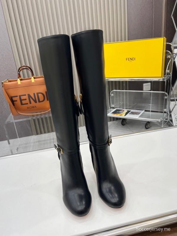 FENDI Delfina Round Toe Boots with FF Buckle - LY00520