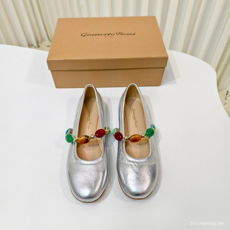 Gianvito Rossi Bohemian Style Turquoise Flat Ballet Shoes - LY00320