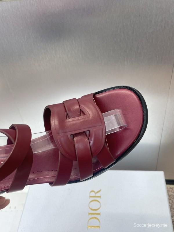 حذاء ديور D-Club D-Club جيلي ملون مجوف بحزام متقاطع ذو كعب متوسط للنساء - KFY00290