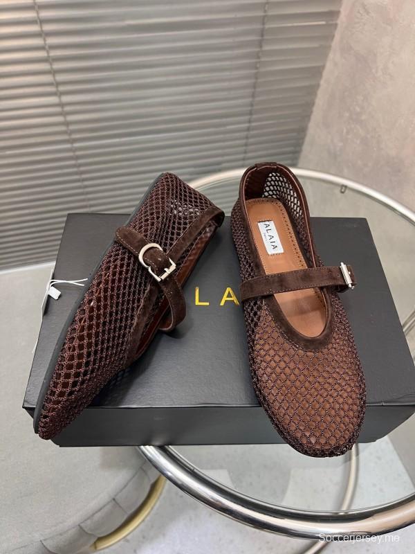 ALAIA 2025/SS صندل مسطح شبكي جديد بلون جديد - KFY00270