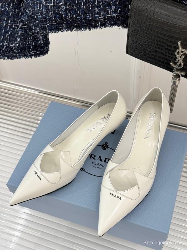 PRADA 2025/SS حذاء فردي بكعب مدبب من الأمام بكعب واحد - KFY00310
