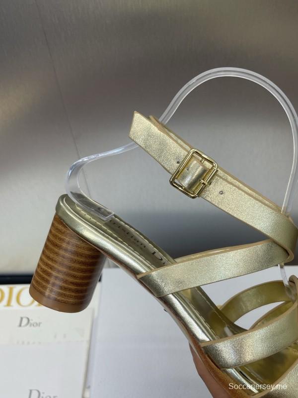 حذاء ديور D-Club D-Club جيلي ملون مجوف بحزام متقاطع ذو كعب متوسط للنساء - KFY00290