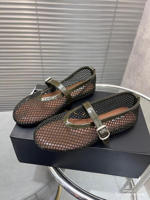 ALAIA 2025/SS صندل شبكي مسطح بلون جديد - KFY00270