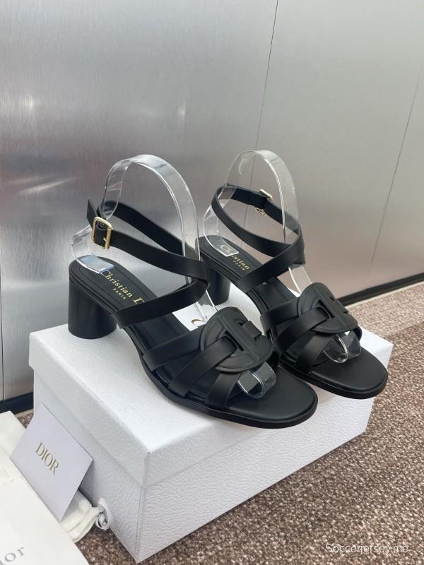 حذاء ديور D-Club D-Club جيلي ملون مجوف بحزام متقاطع ذو كعب متوسط للنساء - KFY00290