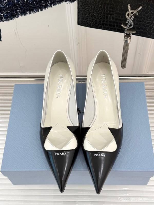 PRADA 2025/SS حذاء فردي بكعب مدبب من الأمام بكعب واحد - KFY00310