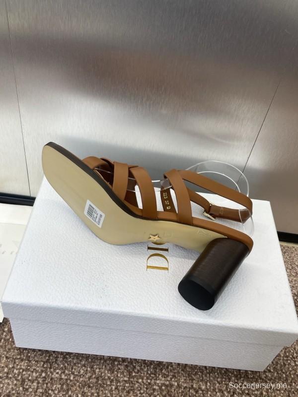 حذاء ديور D-Club D-Club جيلي ملون مجوف بحزام متقاطع ذو كعب عالٍ نسائي - KFY00290