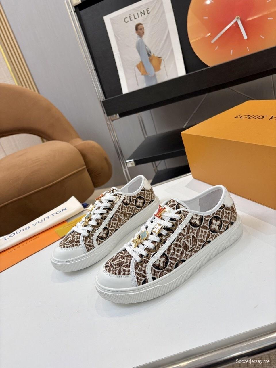 حذاء تزلج رياضي من سلسلة لويس فويتون لاجون بنعل سميك بنقشة الدنيم - AS00300