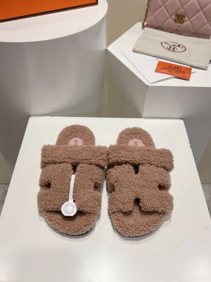 H Love Erjiu Full Fur Slippers Grain Fur Style - LY00300