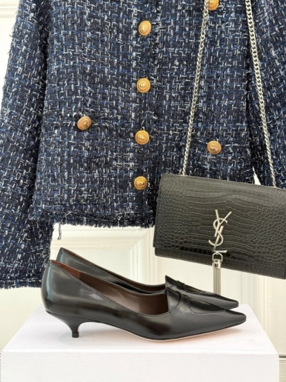 حذاء ذا رو بكعب عالٍ مدبب من الأمام بكعب مدبب من الأمام بتصميم بسيط - KFY00320