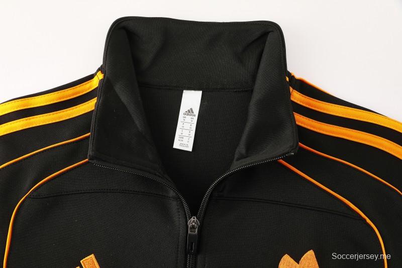 25/26 روما جاكيت أسود كامل بسحاب أسود + بنطلون طويل + بنطلون طويل