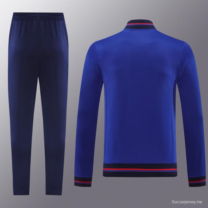 25/26 أولمبيك ليون/أولمبيك ليون أزرق سحاب كامل سترة + بنطال طويل