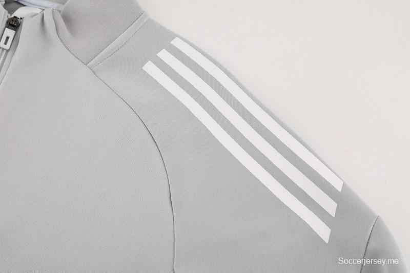 2025 أديداس 2025 جاكيت أديداس رمادي كامل بسحاب + بنطلون طويل