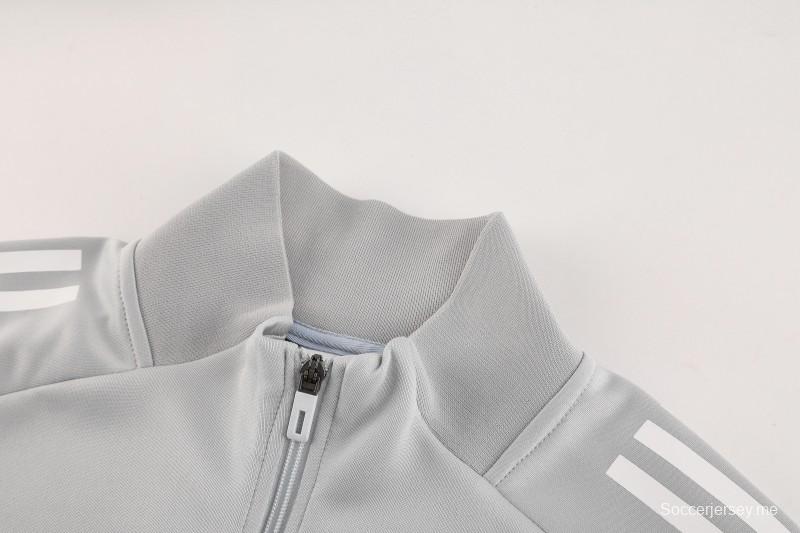 2025 أديداس 2025 جاكيت أديداس رمادي كامل بسحاب + بنطلون طويل