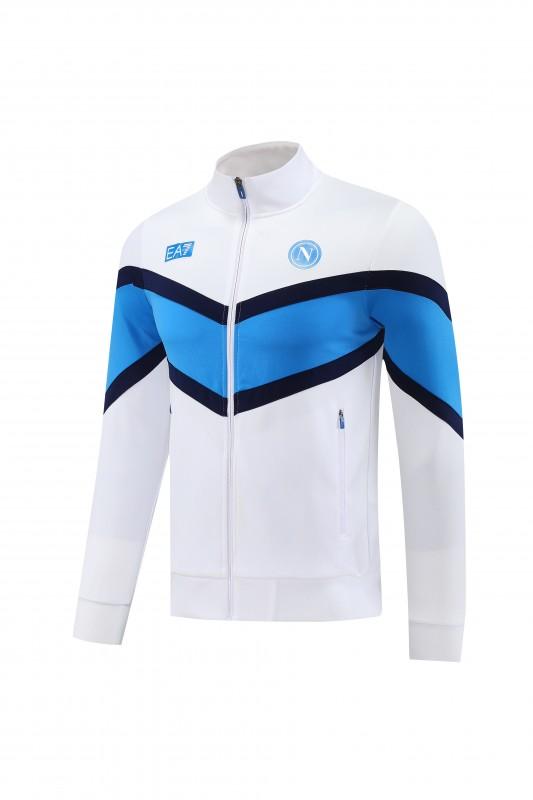 25/26 نابولي جاكيت أبيض بسحاب كامل + بنطلون طويل + بنطلون طويل