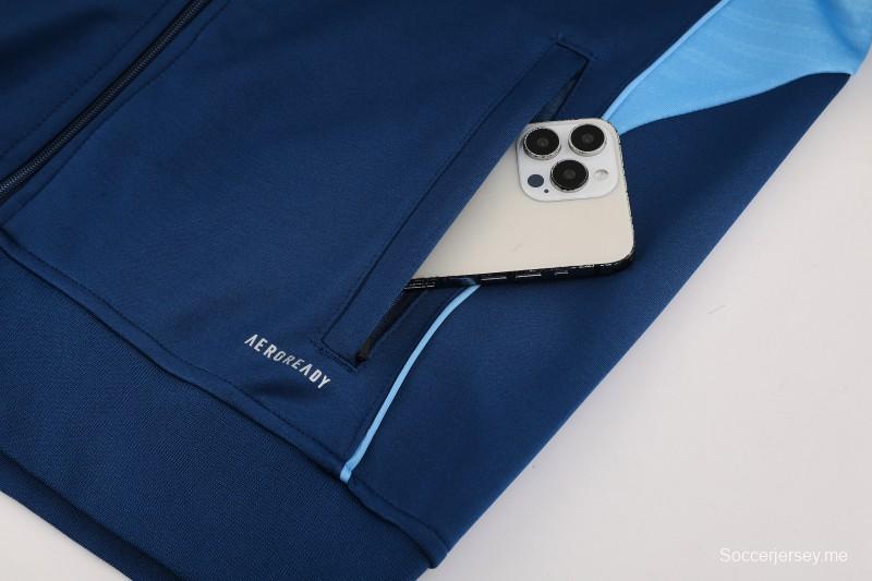 2025 أديداس أديداس جاكيت أزور أزرق أزرق أزرق كامل بسحاب + بنطلون طويل