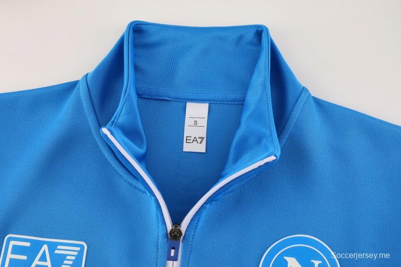 25/26 نابولي أزرق/أسود أزرق/أسود سترة بسحاب كامل + بنطلون طويل