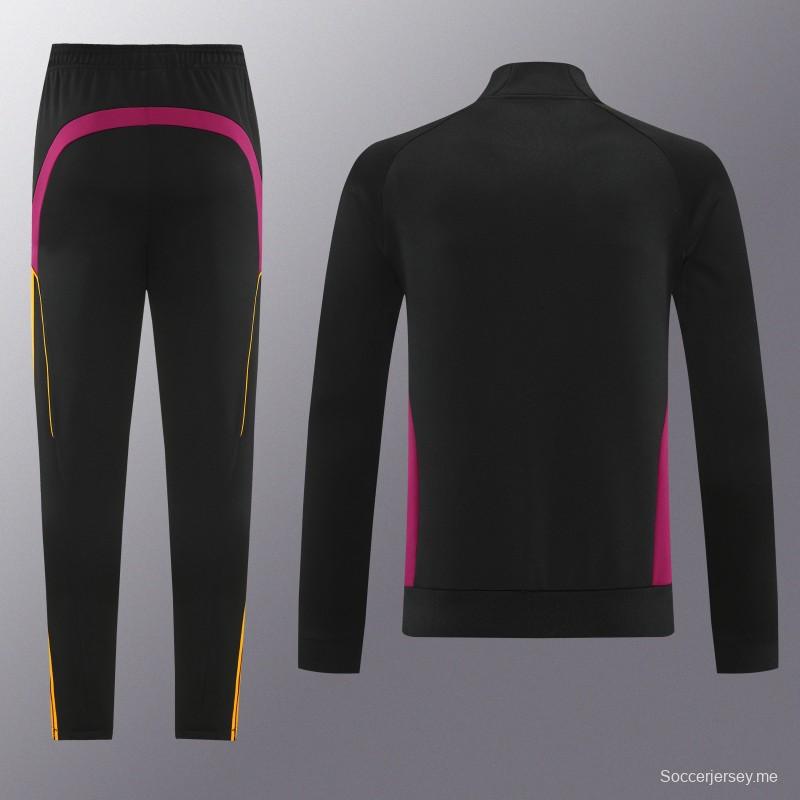 25/26 روما جاكيت أسود كامل بسحاب أسود + بنطلون طويل + بنطلون طويل