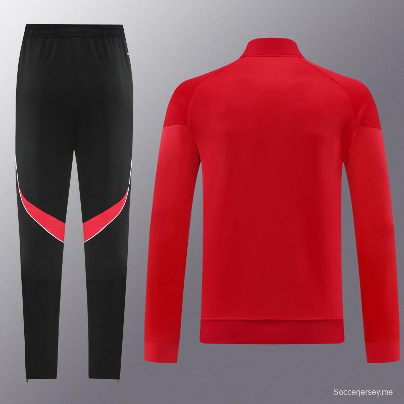 2025 أديداس 2025 جاكيت أحمر كامل بسحاب + بنطلون طويل