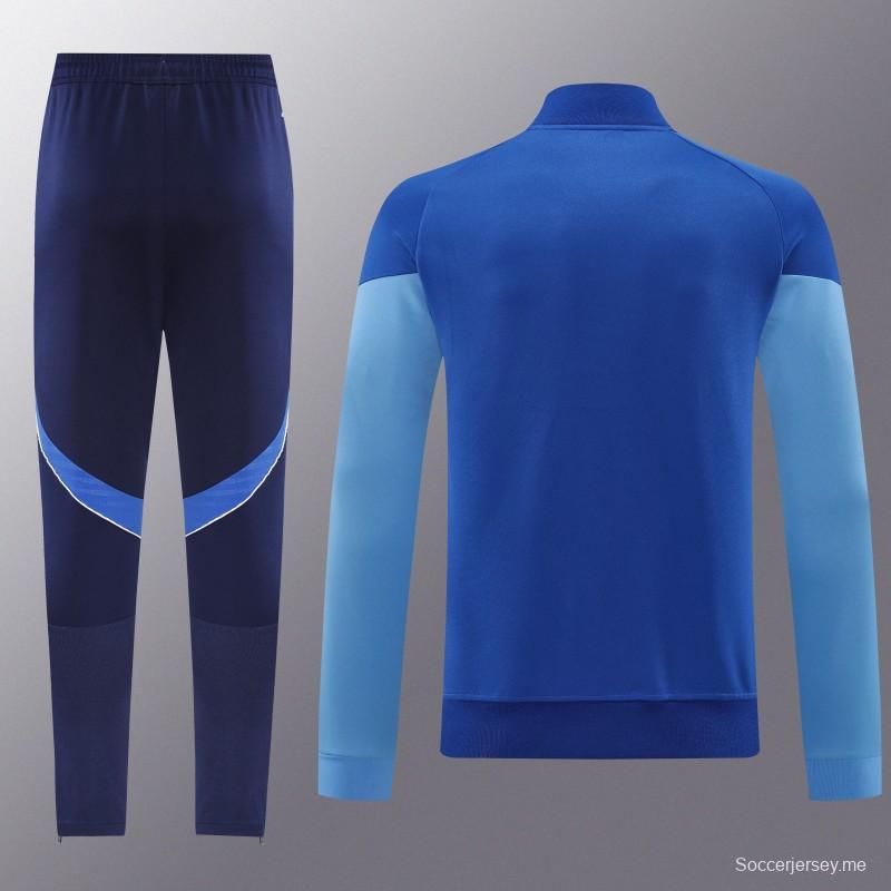 2025 أديداس 2025 جاكيت أديداس أزرق ملون بسحاب كامل + بنطلون طويل