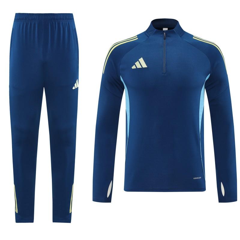 25/26 أديداس سترة رياضية بسحاب كامل أزرق كحلي + بنطلون طويل + سترة رياضية + بنطلون طويل