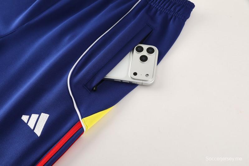 25/26 نادي أرسنال لكرة القدم جاكيت أزرق ملكي بسحاب كامل + بنطلون طويل + سترة رياضية + بنطلون طويل