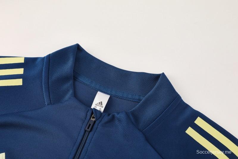 25/26 أديداس سترة رياضية بسحاب كامل أزرق كحلي + بنطلون طويل + سترة رياضية + بنطلون طويل