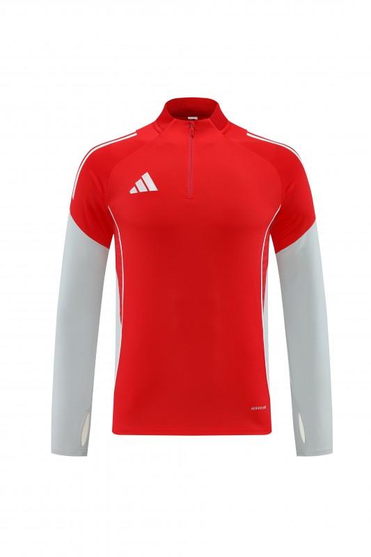 25/26 أديداس سترة رياضية بسحاب كامل أحمر/أبيض + بنطلون طويل + جاكيت أديداس أحمر/أبيض