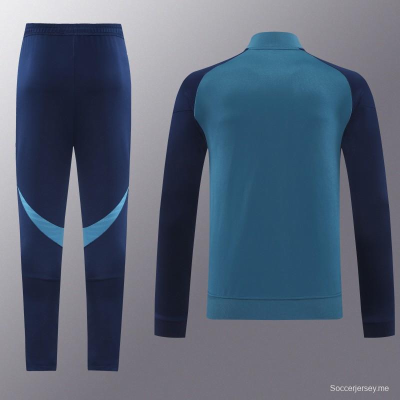 25/26 أرسنال سترة رياضية بسحاب كامل أزرق داكن اللون الأزرق الداكن + بنطلون طويل