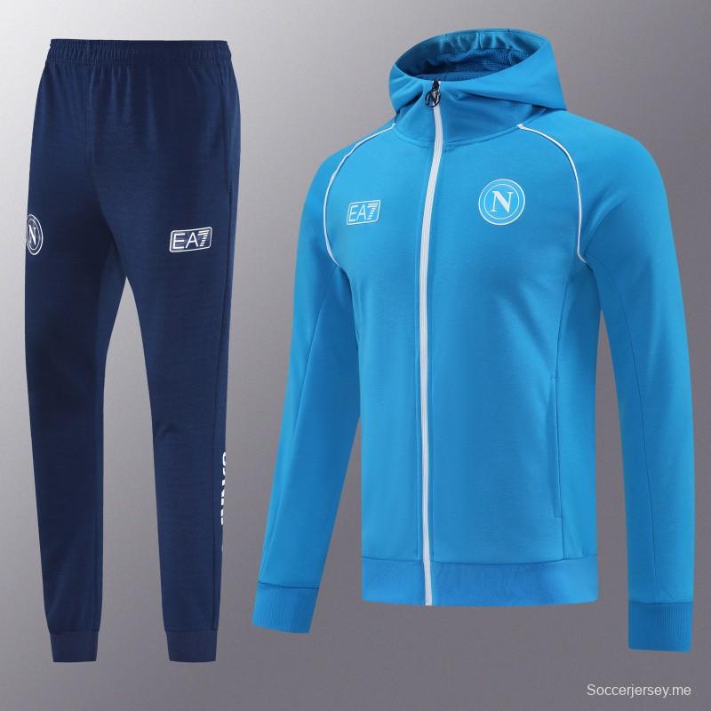 25/26 نابولي أزرق سماوي أزرق سحاب كامل سترة رياضية + بنطلون طويل