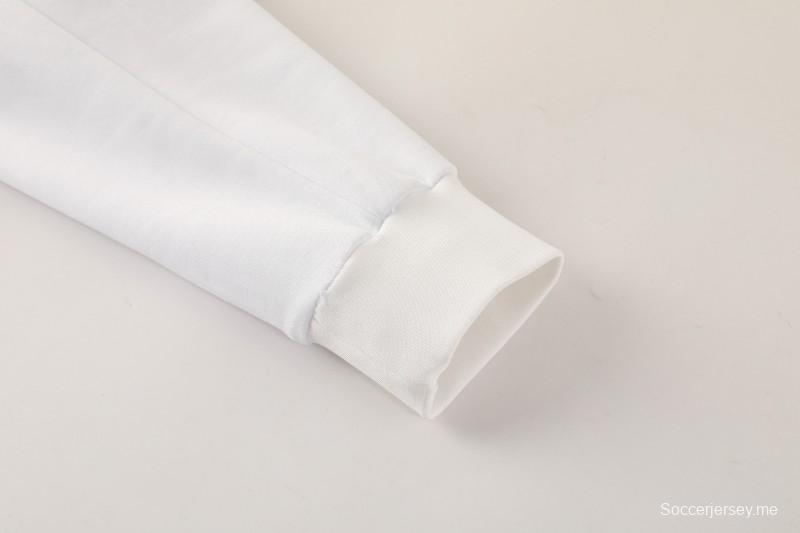 25/26 نابولي جاكيت رياضي أبيض بسحاب كامل + بنطلون طويل + جاكيت أبيض