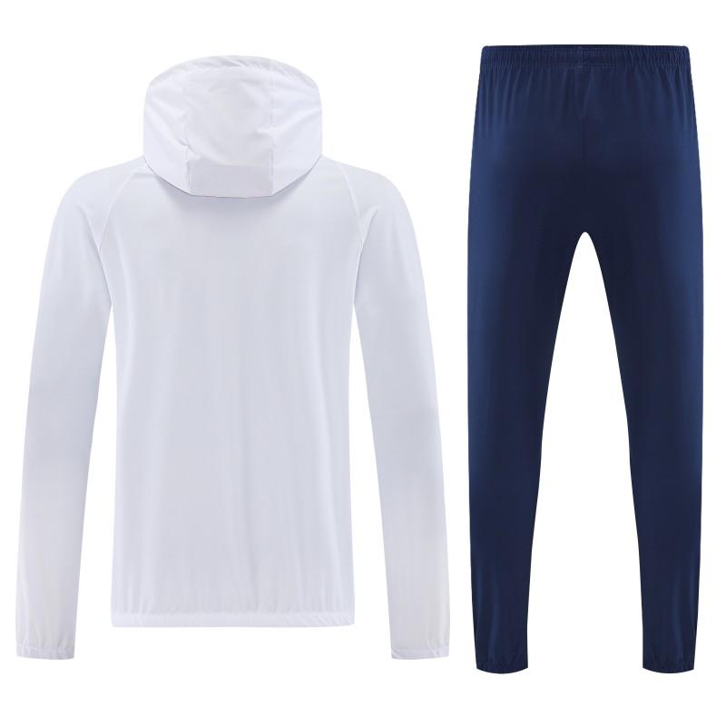 25/26 باريس جاكيت رياضي أبيض بسحاب كامل + بنطلون طويل + جاكيت أبيض بسحاب كامل