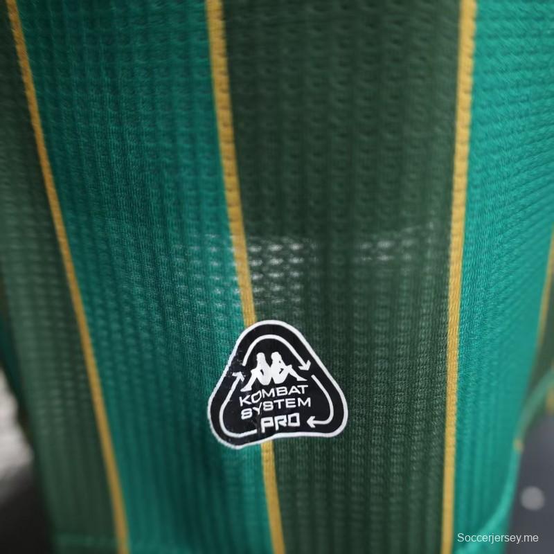 25/26 نسخة اللاعب شبيبة القبائل نسخة شبيبة القبائل القميص ذو الخطوط العمودية الخضراء الصفراء