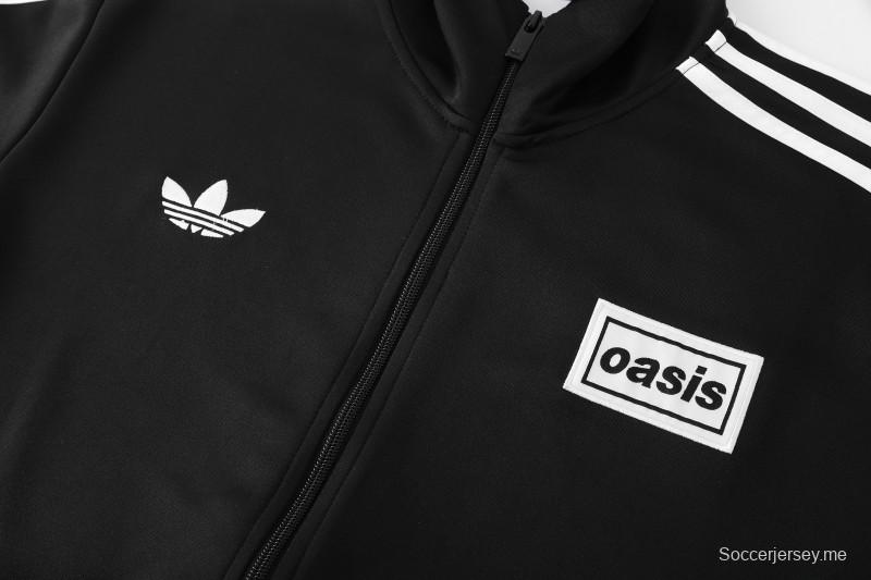 2026 سترة سوداء من أديداس بسحاب كامل + بنطال طويل