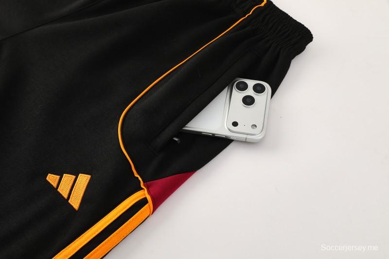 26/27 رومان: طقم رياضي أسود بغطاء للرأس وسحاب كامل + بنطال طويل