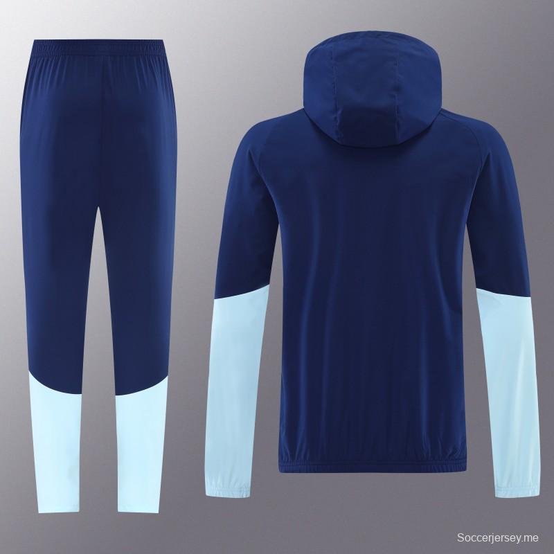 2026 سترة زرقاء داكنة بزر كامل + بنطال طويل من الأرجنتين