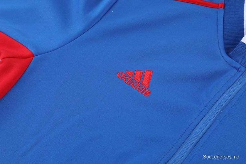 2026 سترة أديداس زرقاء بسحاب كامل + بنطال طويل أسود