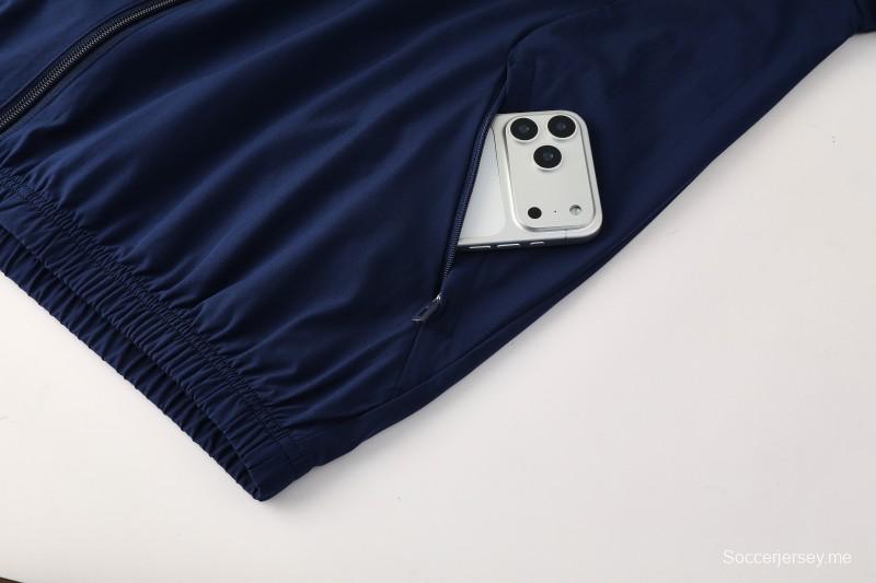 2026 سترة زرقاء داكنة بزر كامل + بنطال طويل من الأرجنتين