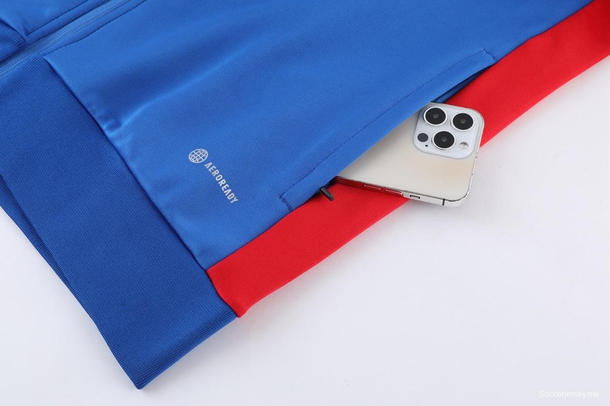 2026 سترة أديداس زرقاء بسحاب كامل + بنطال طويل أسود