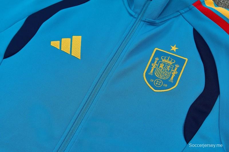 26/27 إسبانيا - طقم رياضي باللون الأزرق الفاتح مع سترة بسحاب كامل + بنطال طويل