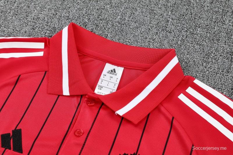 26/27 مانشستر يونايتد  قميص بولو للتدريب بخطوط حمراء + بنطال طويل - بدلة رياضية