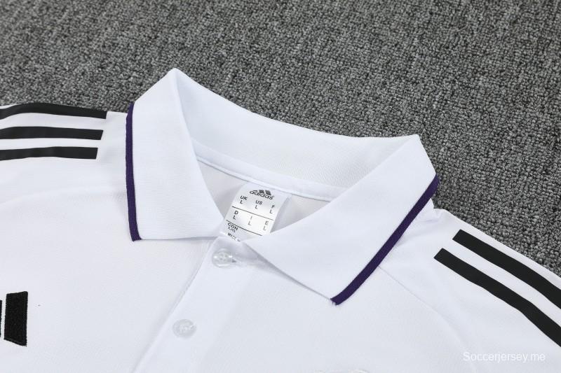 26/27  طقم تدريب مانشستر يونايتد المكون من قميص بولو أبيض وسروال طويل